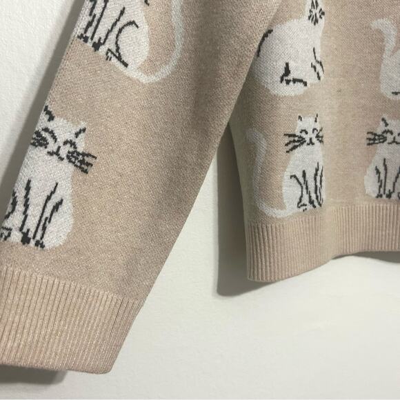 Anthropologie Sweater Cat Kitty Novelty Grandma Cozy Christmas Holiday NWT sz M - Picture 6 of 8